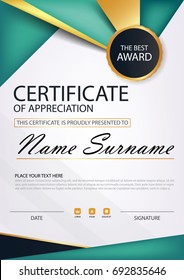 Elegance horizontal certificate with Vector illustration ,white frame certificate template with clean and modern pattern presentation