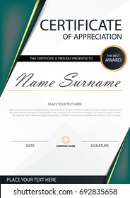 Elegance horizontal certificate with Vector illustration ,white frame certificate template with clean and modern pattern presentation