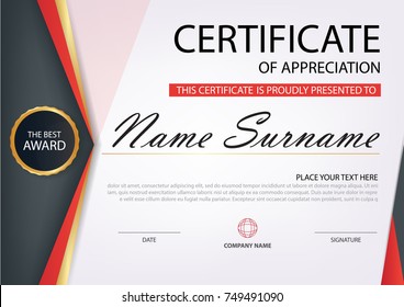 Elegance horizontal certificate with Vector illustration ,white frame certificate template with clean and modern pattern presentation