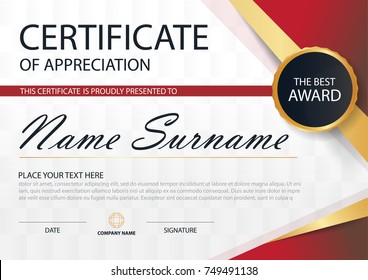 Elegance horizontal certificate with Vector illustration ,white frame certificate template with clean and modern pattern presentation