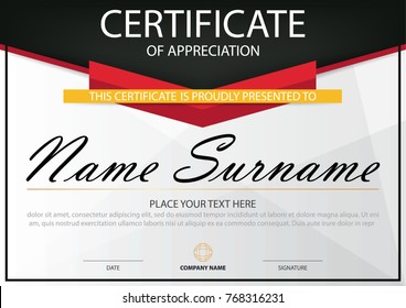 Elegance horizontal certificate with Vector illustration ,white frame certificate template with clean and modern pattern presentation