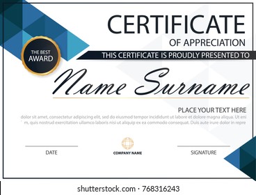 Elegance horizontal certificate with Vector illustration ,white frame certificate template with clean and modern pattern presentation