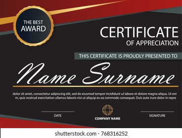 Elegance horizontal certificate with Vector illustration ,white frame certificate template with clean and modern pattern presentation
