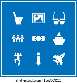 elegance icon. 9 elegance vector set. dancer, picture, romantic and sunglasses icons for web and design about elegance theme