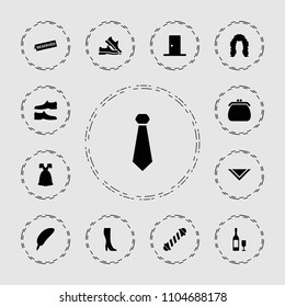 Elegance icon. collection of 13 elegance filled icons such as hair curler, man shoe, cravat, feather, door, reserved. editable elegance icons for web and mobile.