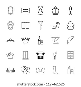 Elegance icon. collection of 25 elegance outline icons such as greek column, woman face with flower in hair, woman bag, crown. editable elegance icons for web and mobile.