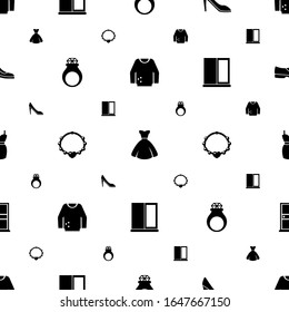 elegance icons pattern seamless. Included editable filled jumper, bride dress, woman shoes, handmade Jewelry, necklace, window, dress icons. elegance icons for web and mobile.