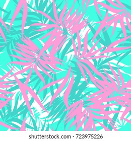 Elegance leaves seamless pattern watercolor painting plants blue colour trendy isolated on a white background. Hand Drawing design floral indigo color light backdrop. Floral leafs silhouette.