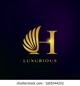 Elegance Luxurious Wing Initial Letter H logo icon vector design for business indentity.