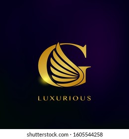 Elegance Luxurious Wing Initial Letter G logo icon vector design for business indentity.