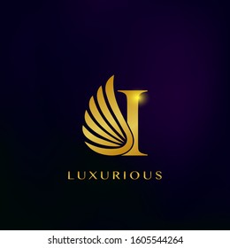 Elegance Luxurious Wing Initial Letter I logo icon vector design for business indentity.