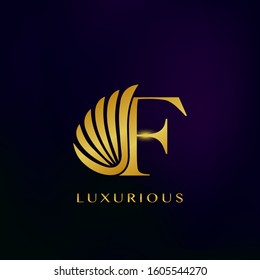 Elegance Luxurious Wing Initial Letter F logo icon vector design for business indentity.