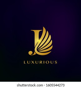 Elegance Luxurious Wing Initial Letter J logo icon vector design for business indentity.