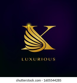 Elegance Luxurious Wing Initial Letter X logo icon vector design for business indentity.