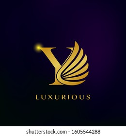 Elegance Luxurious Wing Initial Letter Y logo icon vector design for business indentity.