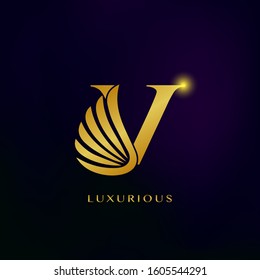 Elegance Luxurious Wing Initial Letter V logo icon vector design for business indentity.