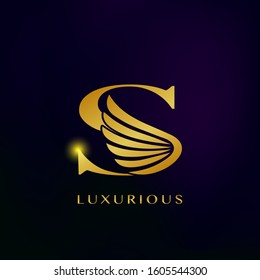 Elegance Luxurious Wing Initial Letter S logo icon vector design for business indentity.