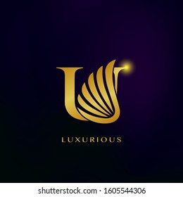 Elegance Luxurious Wing Initial Letter U logo icon vector design for business indentity.