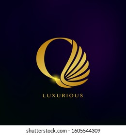 Elegance Luxurious Wing Initial Letter Q logo icon vector design for business indentity.