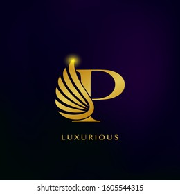 Elegance Luxurious Wing Initial Letter P logo icon vector design for business indentity.