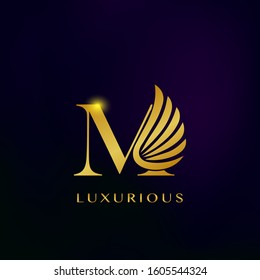 Elegance Luxurious Wing Initial Letter M logo icon vector design for business indentity.