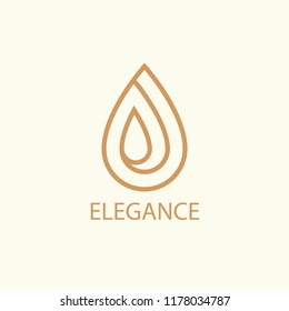 Elegance luxury jewelry logo. Icon concept with earring or gold drop for boutique on white background