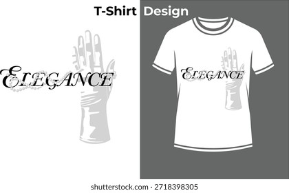 Ilustración vectorial de lujo de la camiseta de la tipografía de la elegancia, diseño sofisticado del texto con la mano de la joyería para la belleza, la moda, y el estilo superior.