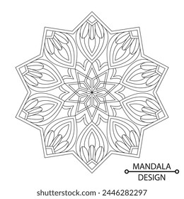 Elegance Mandala de la página de libro para colorear para adultos y niños. Archivo de Vector editable