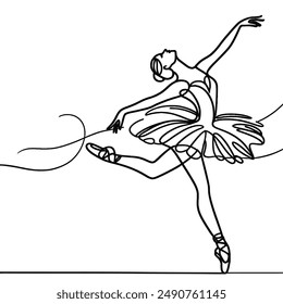 Elegance in motion: one continuous stroke captures a dancer's expressive posture.