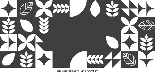 Elegance of Nature. Black and White Leaf Pattern Background