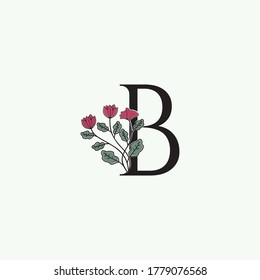 Elegance Nature Flower Initial Letter B logo icon in vector orrnate floral leaf clipart template design.