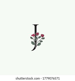 Elegance Nature Flower Initial Letter J logo icon in vector orrnate floral leaf clipart template design.