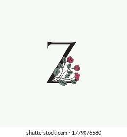 Elegance Nature Flower Initial Letter Z logo icon in vector orrnate floral leaf clipart template design.