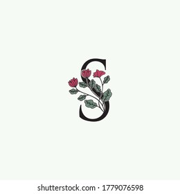 Elegance Nature Flower Initial Letter S logo icon in vector orrnate floral leaf clipart template design.