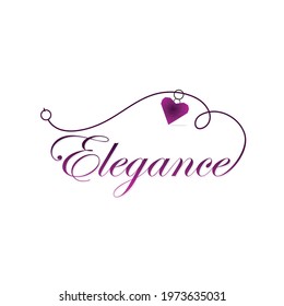 elegance neckless art heart calligraphy typography logo vector
