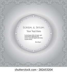 elegance ornament over silver background, for greeting, invitation card, or cover. Vector illustration