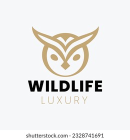 Elegance Owl Head Outline Shape Logo Design Concept