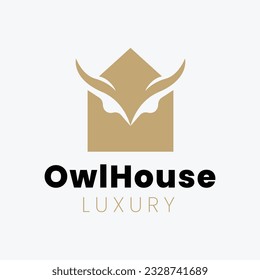 Elegance Owl and House Shape Logo Design Concept