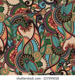 Elegance paisley pattern, floral background, seamless