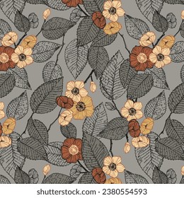 Elegance pattern with flower and leaf.Floral vector illustration.	