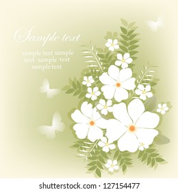 Elegance pattern with flowers. Abstract greeting card. Wedding card or invitation with abstract floral background.
