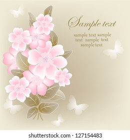 Elegance pattern with flowers. Abstract greeting card. Wedding card or invitation with abstract floral background.