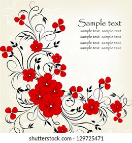Elegance pattern with flowers. Abstract greeting card. Wedding card or invitation with abstract floral background.