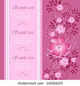 Elegance pattern with flowers. Abstract greeting card. Wedding card or invitation with abstract floral background.