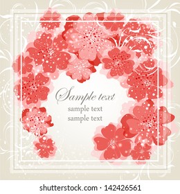Elegance pattern with flowers. Abstract greeting card. Wedding card or invitation with abstract floral background.