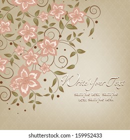 Elegance pattern with flowers. Abstract greeting card. Wedding card or invitation with abstract floral background.