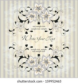 Elegance pattern with flowers. Abstract greeting card. Wedding card or invitation with abstract floral background.