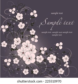 Elegance pattern with flowers. Abstract greeting card. Wedding card or invitation with abstract floral background.