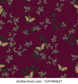 Elegance pattern with flowers and butterfly.Floral vector illustration.