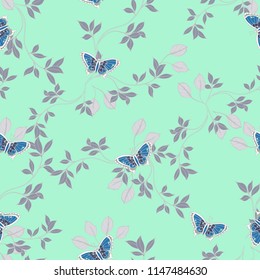 Elegance pattern with flowers and butterfly.Floral vector illustration.